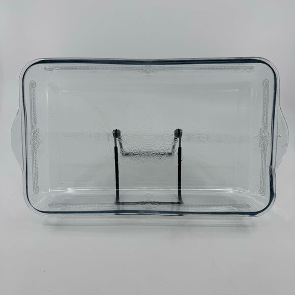 Vintage Fire King Small Glass Bakers Light Blue & Clear Glass w/ Embossed Flower - Picture 7 of 8